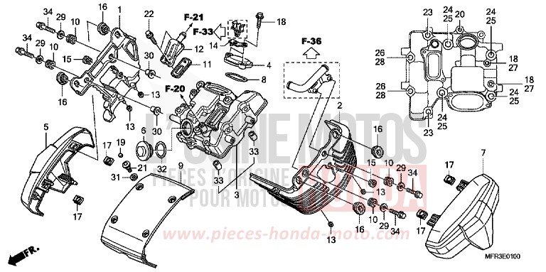 COUVERCLE DE CULASSE AVANT de VT1300CX "FURY" GLINT WAVE BLUE METALLIC (B197) de 2010